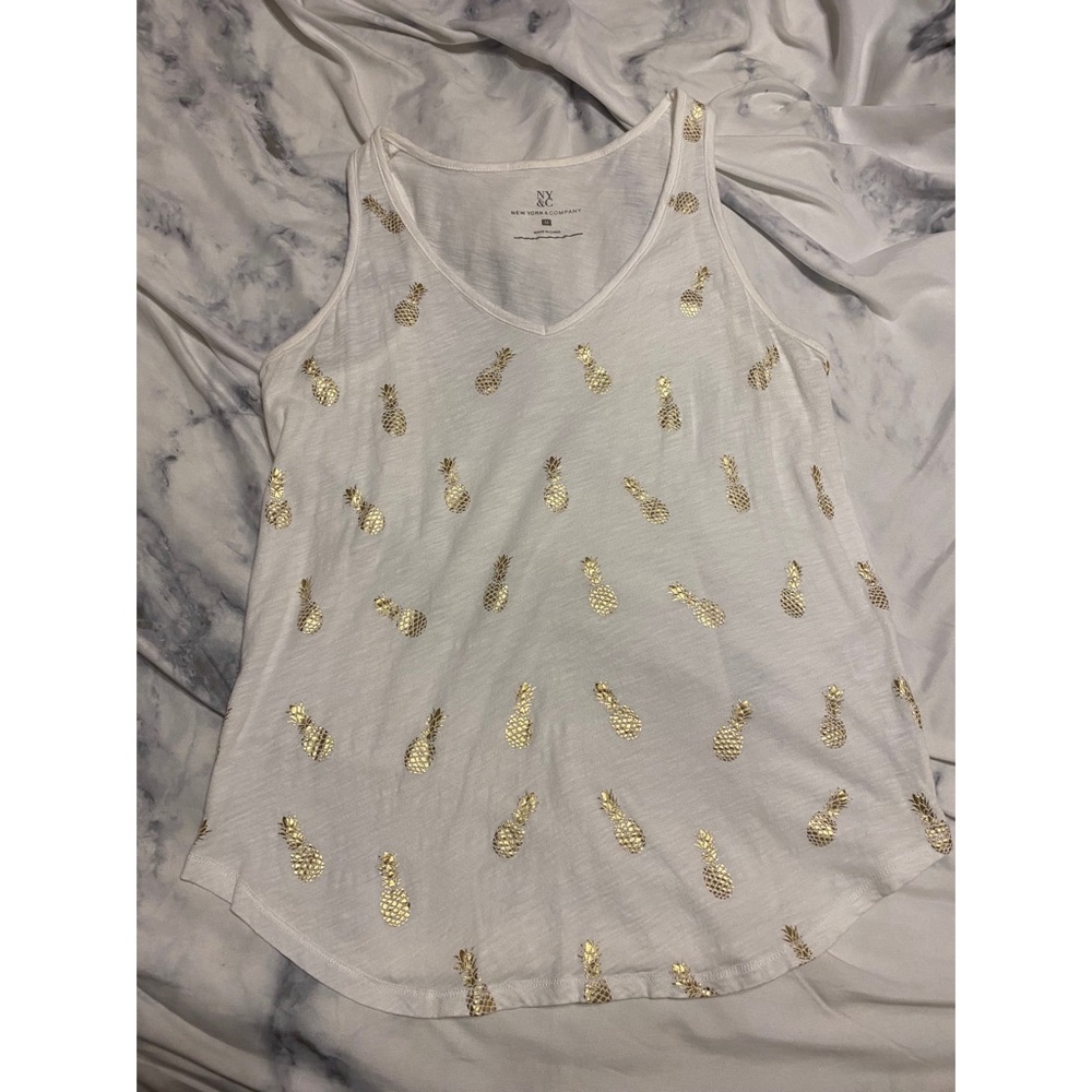 New York & Company Pineapple Tank Top